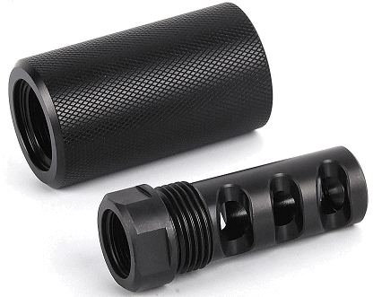 Forward or Side Venting ON / Off Muzzle Brake Keeps Noise to a Minimum