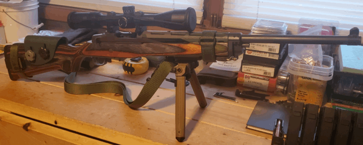 5 shot (.555 @100yd) group and the Custom Mini 14  rifle